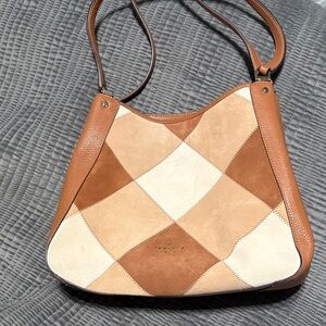 Kate Spade Brown and Cream Diamond Pattern Shoulder Bag